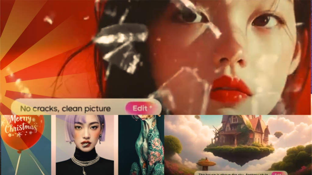 Creative promotional graphic for Doubao AI featuring AI-generated portraits, image editing tools, fantasy artwork, and advanced visual generation features powered by ByteDance artificial intelligence.