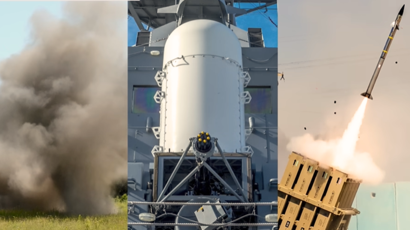 Missile defense system intercepting incoming aerial threats with radar and launcher in modern battlefield scenario