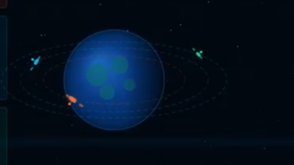 Illustration of Earth with orbiting satellites intercepting signals, representing space-based SIGINT operations.