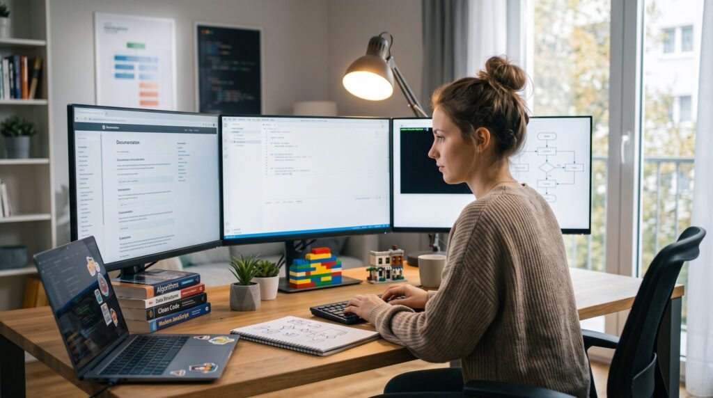 A software engineer studying software engineering documentation and python code to build her AI ROADMAP skills.